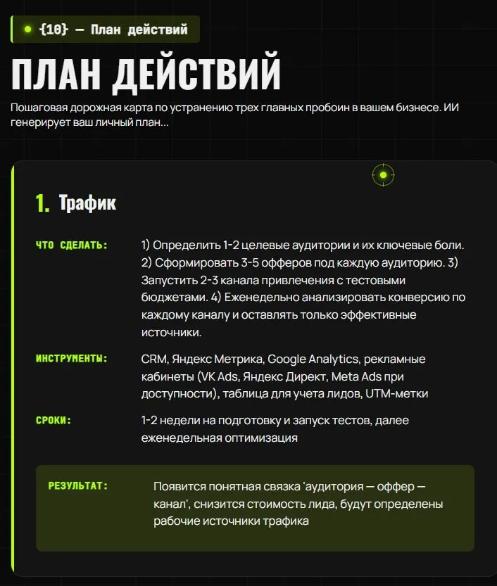 План действий